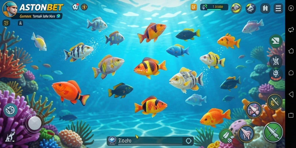 Tampilan gameplay menembak ikan yang seru dan mendebarkan.
