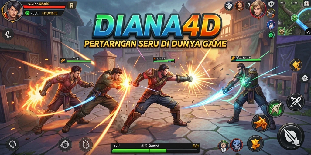 Tampilan gameplay DIANA4D yang penuh aksi pertarungan.