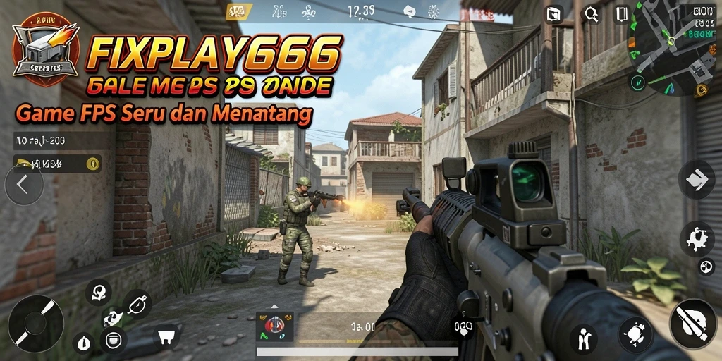 Screenshot menunjukkan aksi mendebarkan dalam gameplay FPS FIXPLAY666.