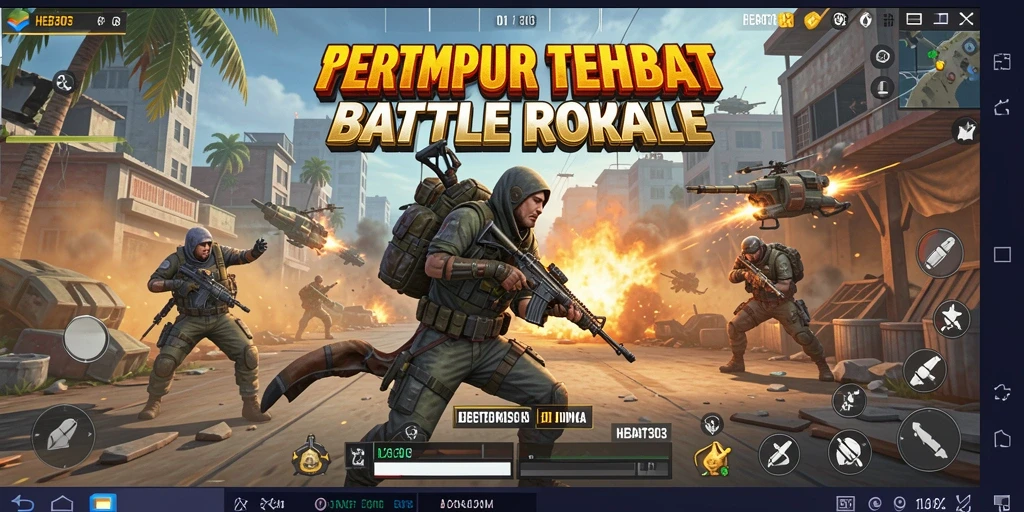 Tangkapan layar HEBAT303 menunjukkan intensitas pertempuran di arena Battle Royale.