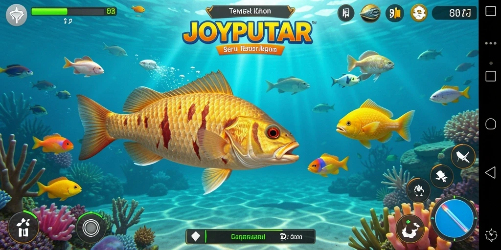Screenshot gameplay JOYPUTAR menampilkan aksi seru menembak ikan.