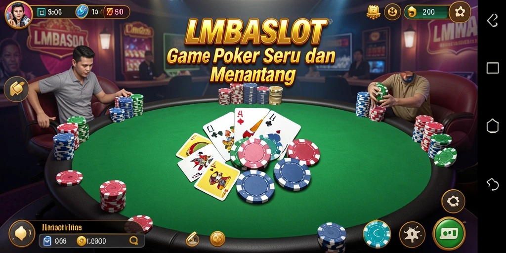 Screenshot gameplay LMBASLOT menampilkan aksi Poker yang mendebarkan.