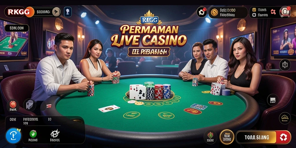 Screenshot gameplay Live Casino RKGG dengan dealer profesional.