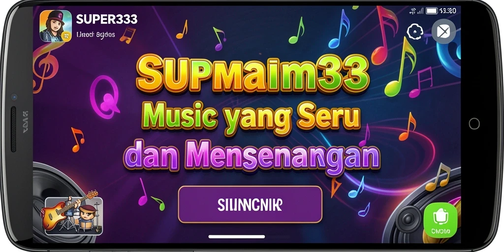 Screenshot SUPER33 menunjukkan pemain beraksi dalam permainan musik yang seru.